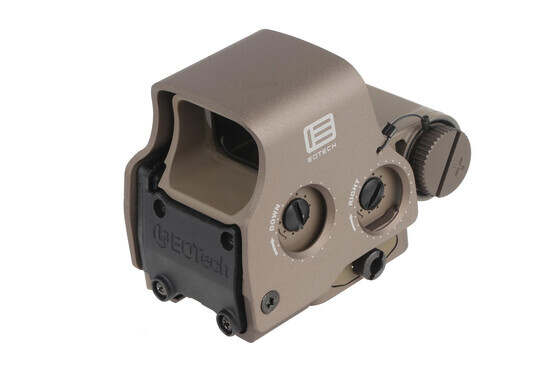 The Tan EOTech EXPS3-0 red dot sight uses a single CR123A battery